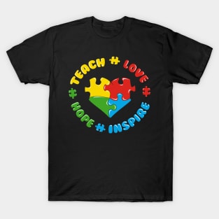 Autism Puzzle Teach Love Hope Inspire T-Shirt